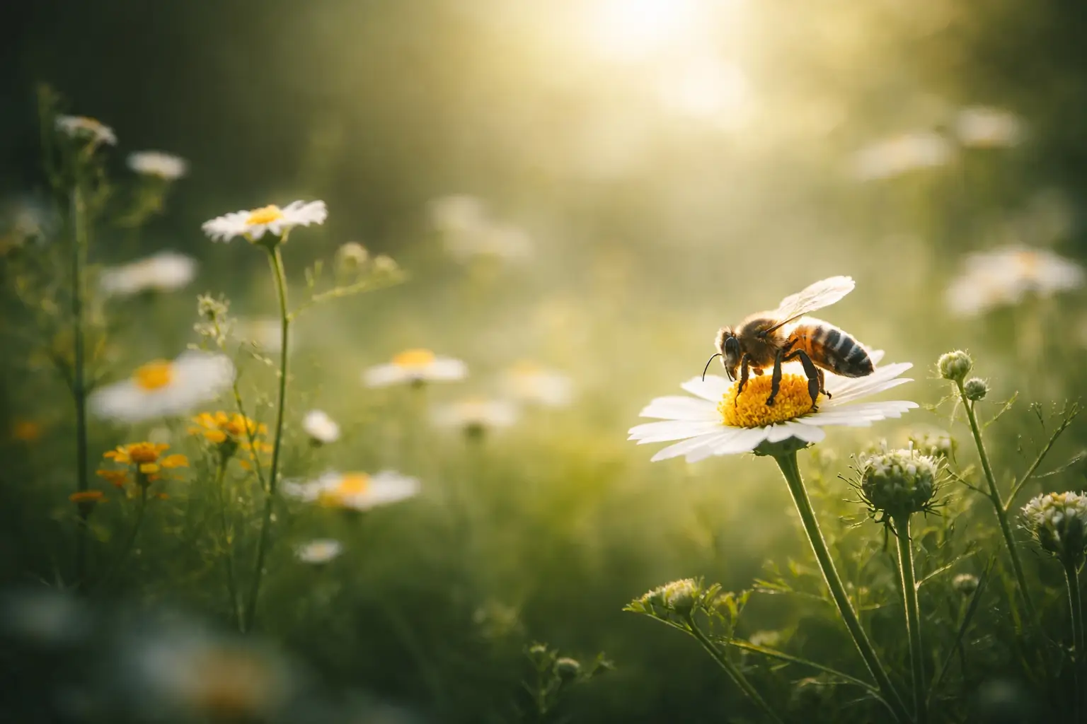 Bee on a Flower in a meadow