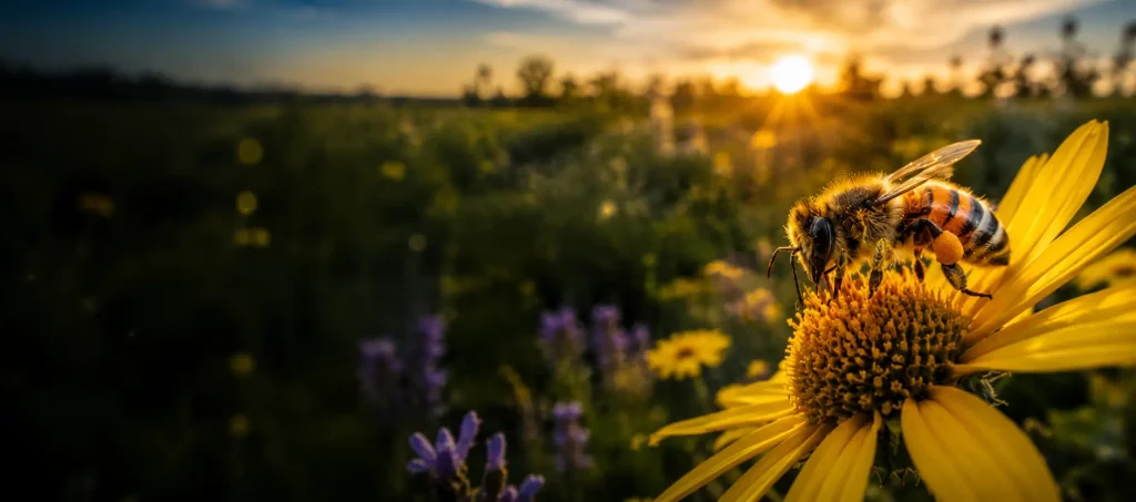 Honey Bee on a Yellow Flower